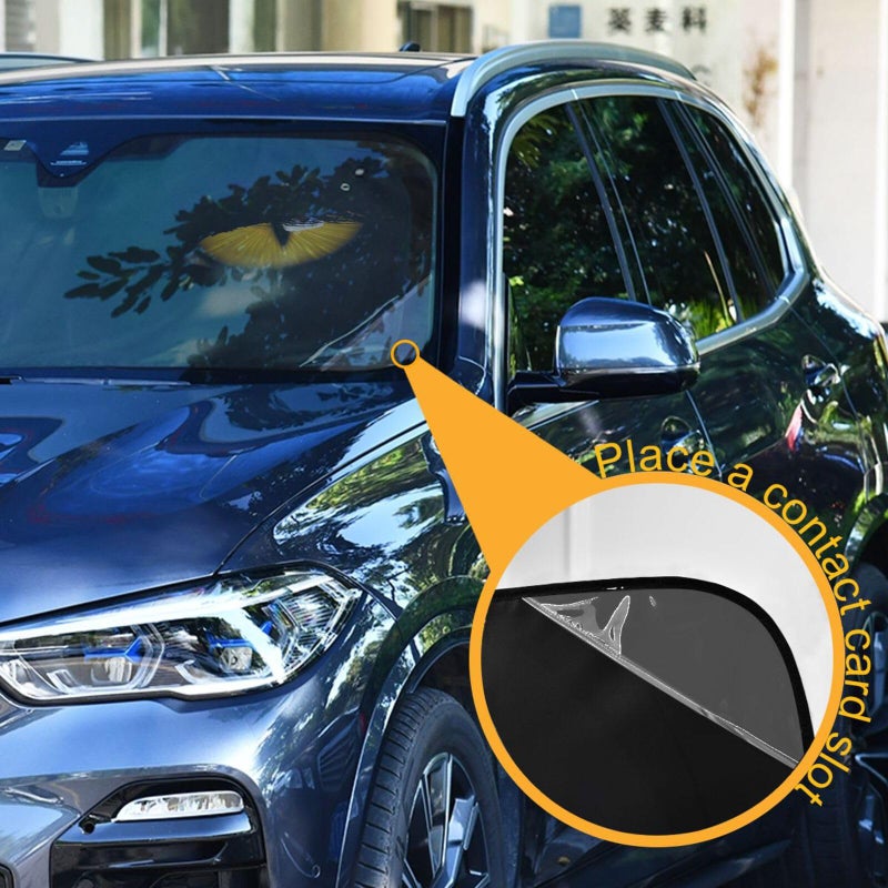 Oarencol Yellow Eyes Black Panther Car Windshield Sun Shade Foldable UV Ray Sun Visor Protector Sunshade to Keep Your Vehicle Cool (55" x 27.6") - Image 2